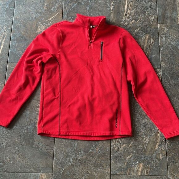 Under Armour Mens Heavy Performance Fleece 1/4 Zip Red and Black size Med - Picture 2 of 11